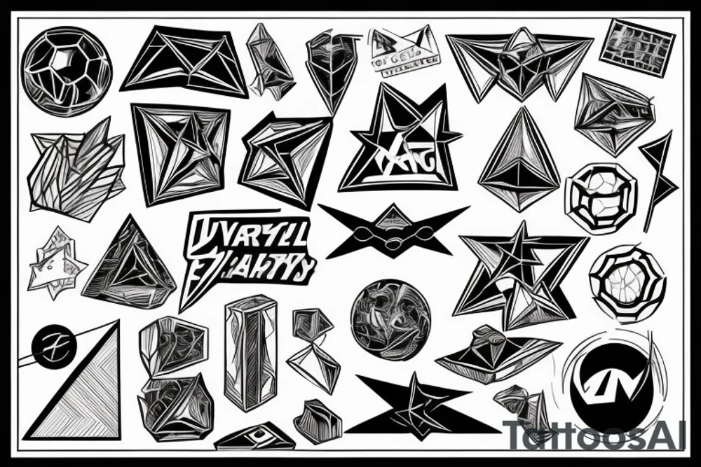 geometric representation of an object with a marvel theme as ambiguity tattoo idea