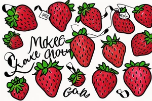 Strawberry with a ribbon surrounding it with "Make this motherfucker golden" written on it tattoo idea