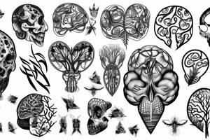 Brain, heart, tree, moth, DNA, cronus tattoo idea