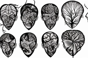 Brain, heart, tree, moth, DNA, cronus tattoo idea
