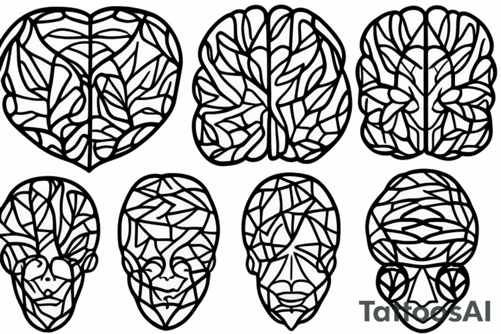 Brain, heart, tree, moth, DNA, cronus, fineline tattoo idea