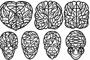Brain, heart, tree, moth, DNA, cronus, fineline tattoo idea