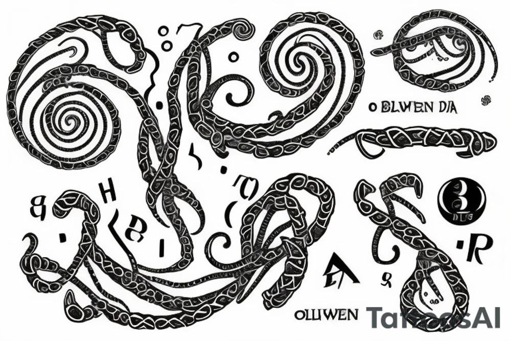 DNA strand with names Oliver and Rowan tattoo idea