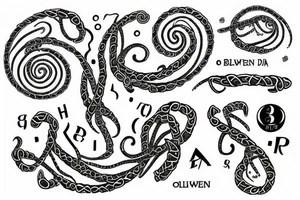 DNA strand with names Oliver and Rowan tattoo idea