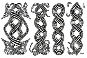 DNA strand with names Oliver and Rowan tattoo idea