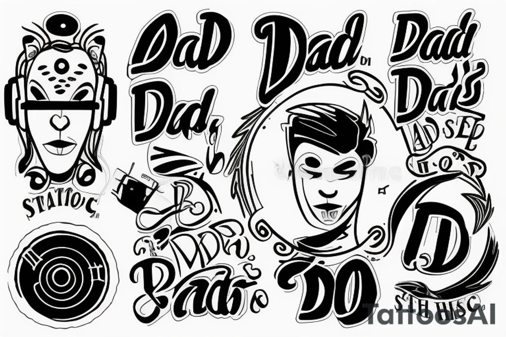 dad and son connected via music tattoo idea