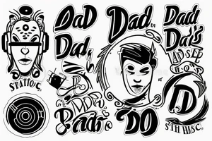 dad and son connected via music tattoo idea