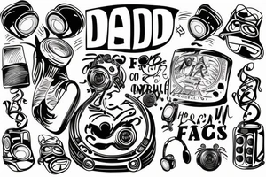 dad and son connected via music tattoo idea