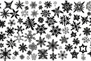 snow flakes, clouds, and waves intertwining tattoo idea
