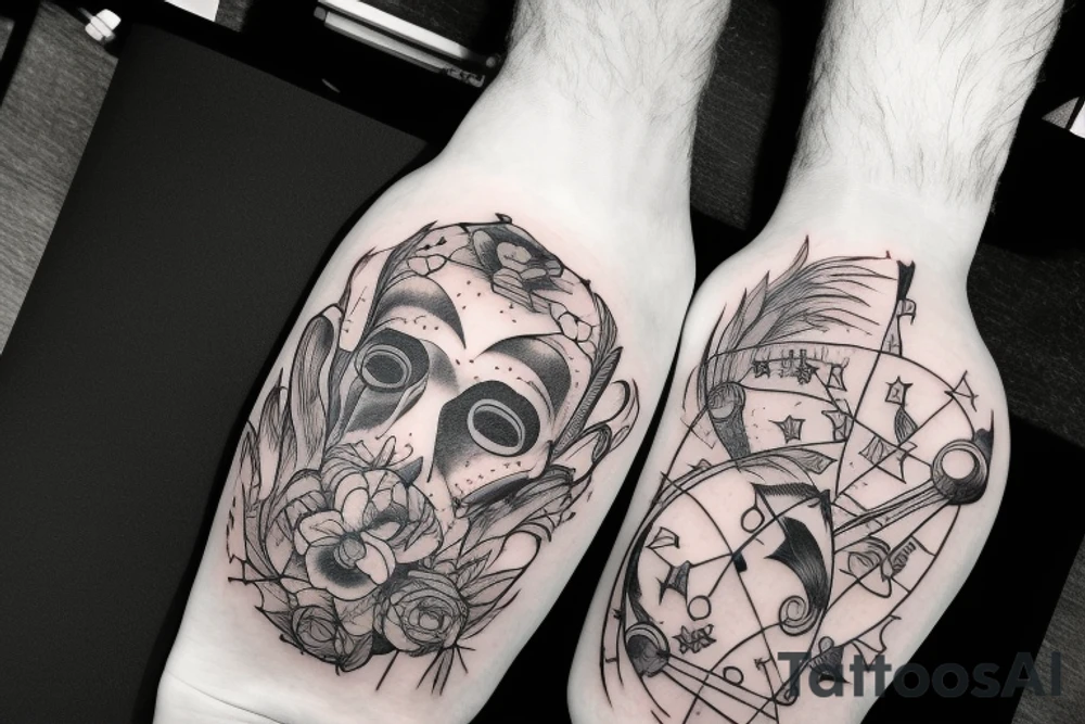 father and son connected via music tattoo idea