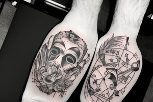 father and son connected via music tattoo idea