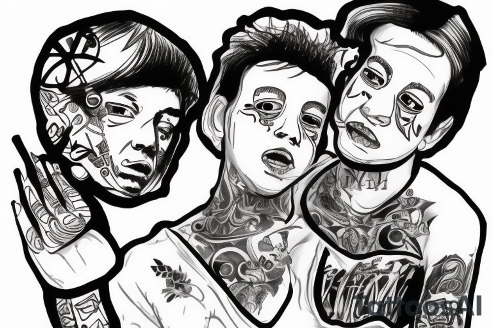 father and son connected via music tattoo idea