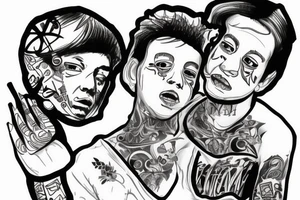 father and son connected via music tattoo idea