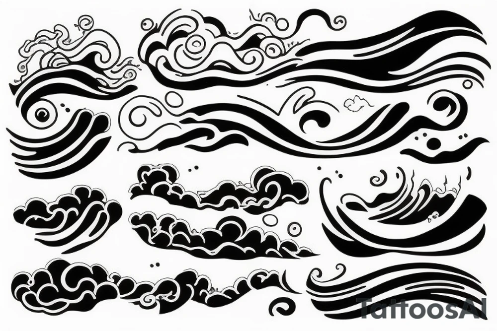 waves and clouds tattoo idea