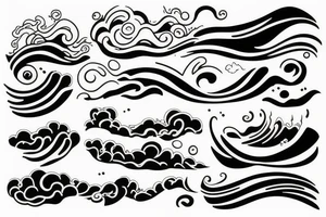 waves and clouds tattoo idea