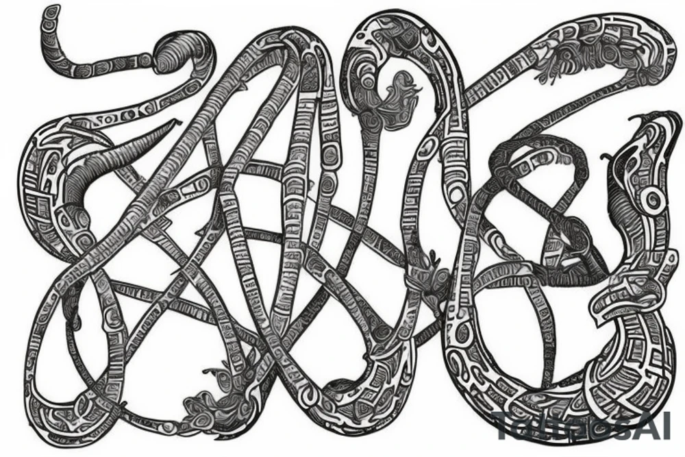 DNA strand with names Oliver and Rowan tattoo idea