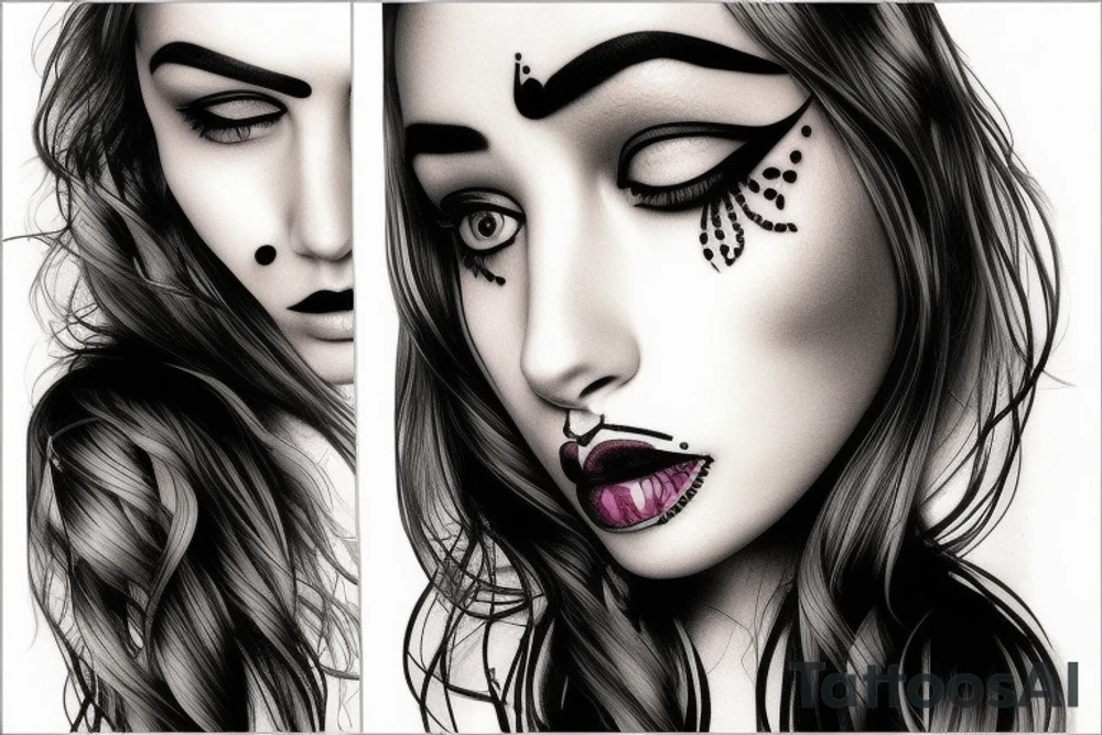 Female face tattoo idea