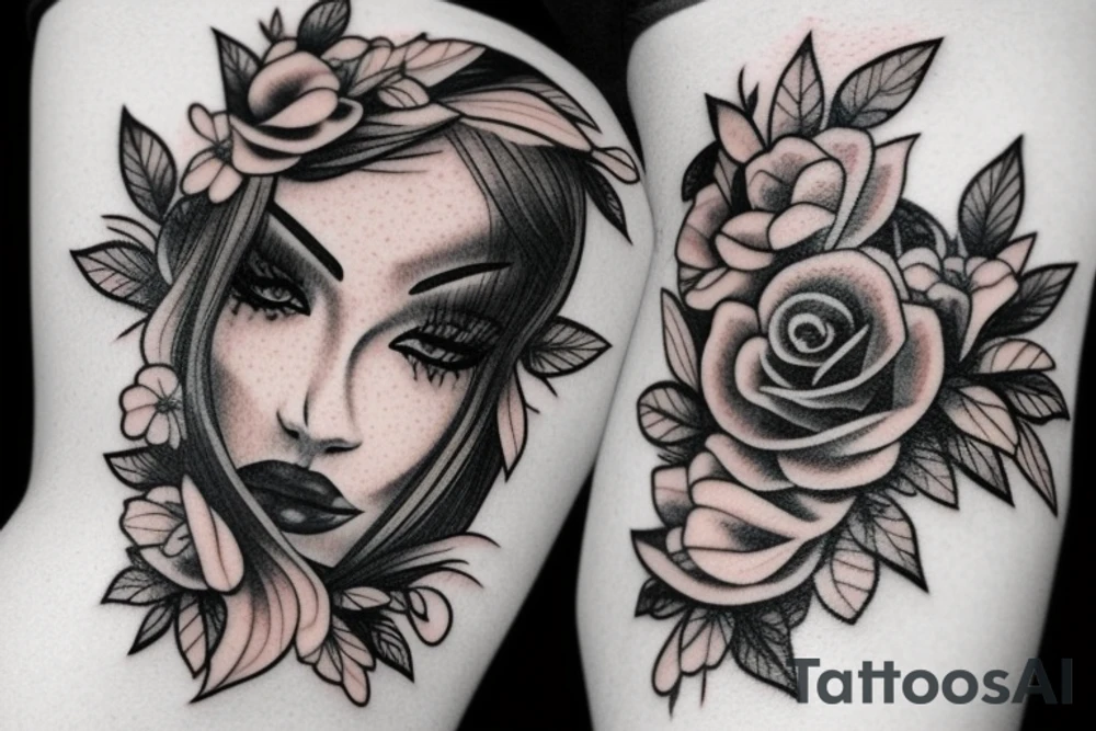 Female face tattoo idea