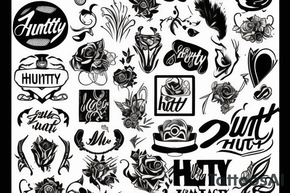 Stylized word “Hunty” tattoo idea