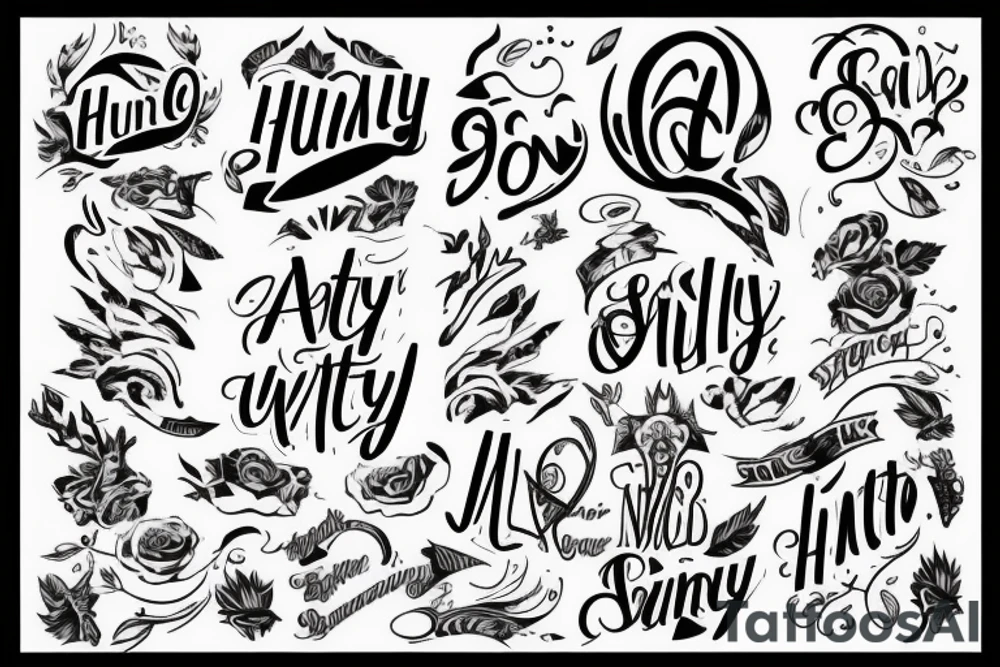 Simple unique font of word “Hunty” tattoo idea