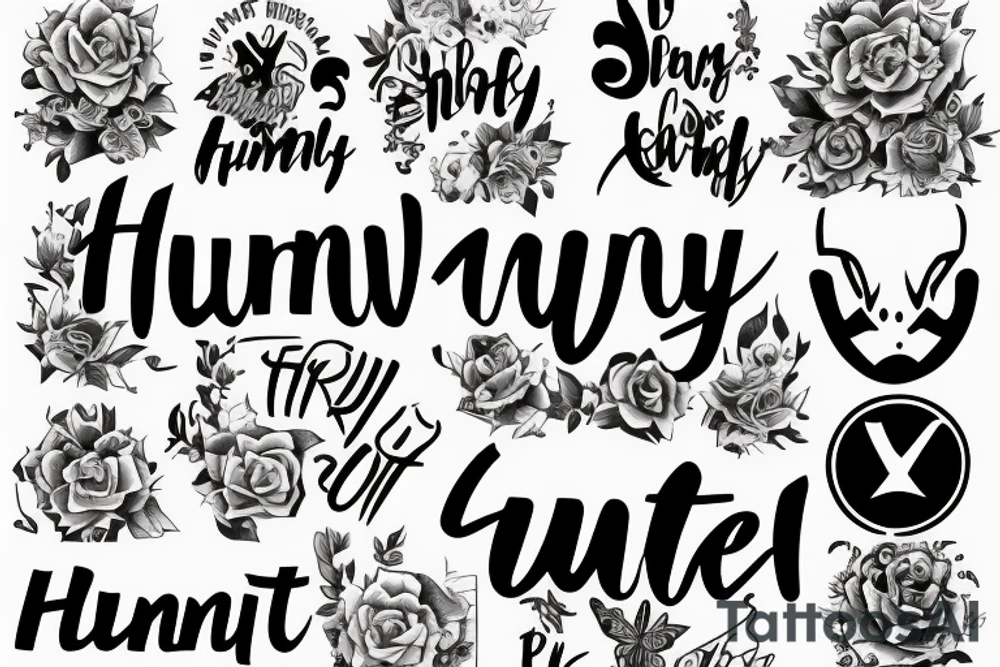 Simple unique font of word “Hunty” tattoo idea