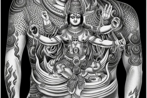 Lord Vishnu in a powerful avatar but yet peaceful. tattoo idea