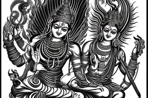 Lord Vishnu in a powerful avatar but yet peaceful. tattoo idea