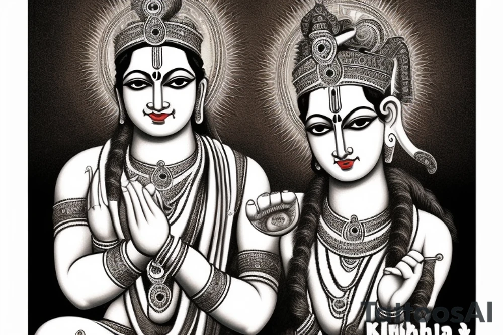 Lord Krishna in a powerful avatar but yet peaceful. tattoo idea