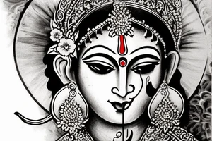 Lord Krishna in a powerful avatar but yet peaceful. tattoo idea