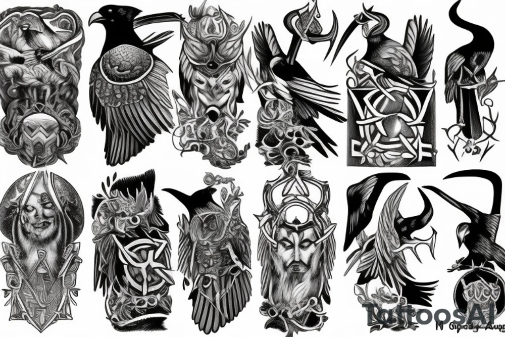 Odin arms level with raven tattoo idea