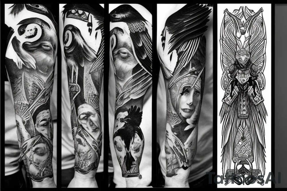Odin arms level with raven tattoo idea