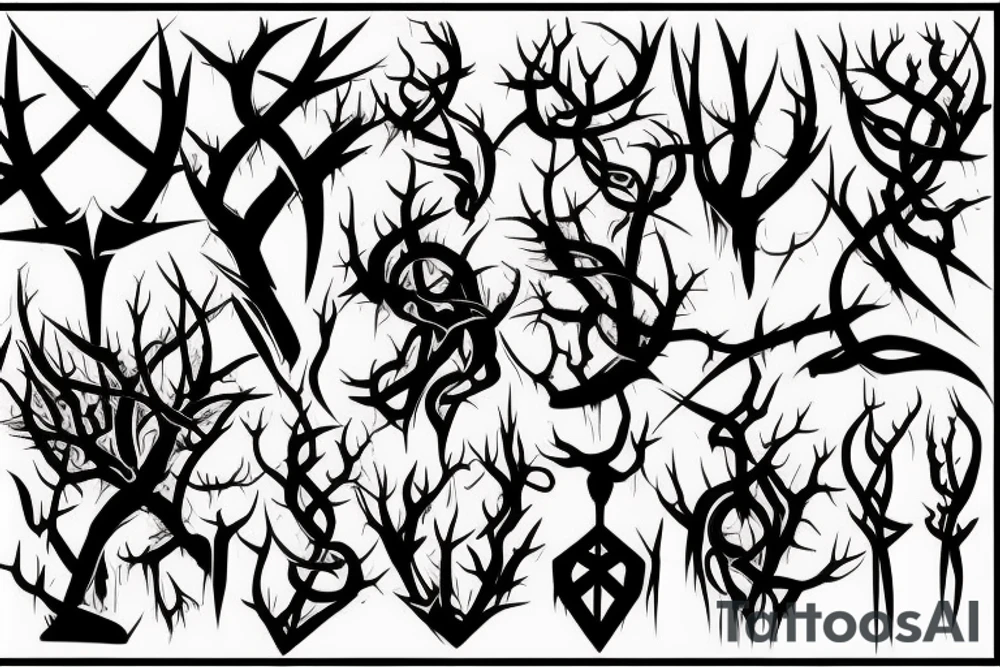Gothic twisted thorns tattoo idea