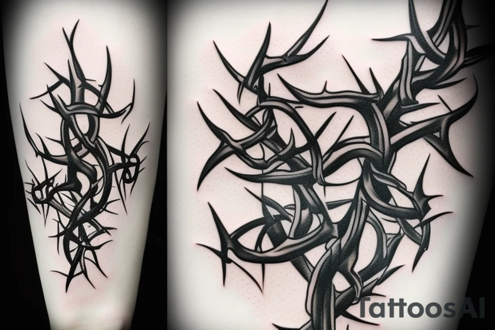 Gothic twisted thorns tattoo idea