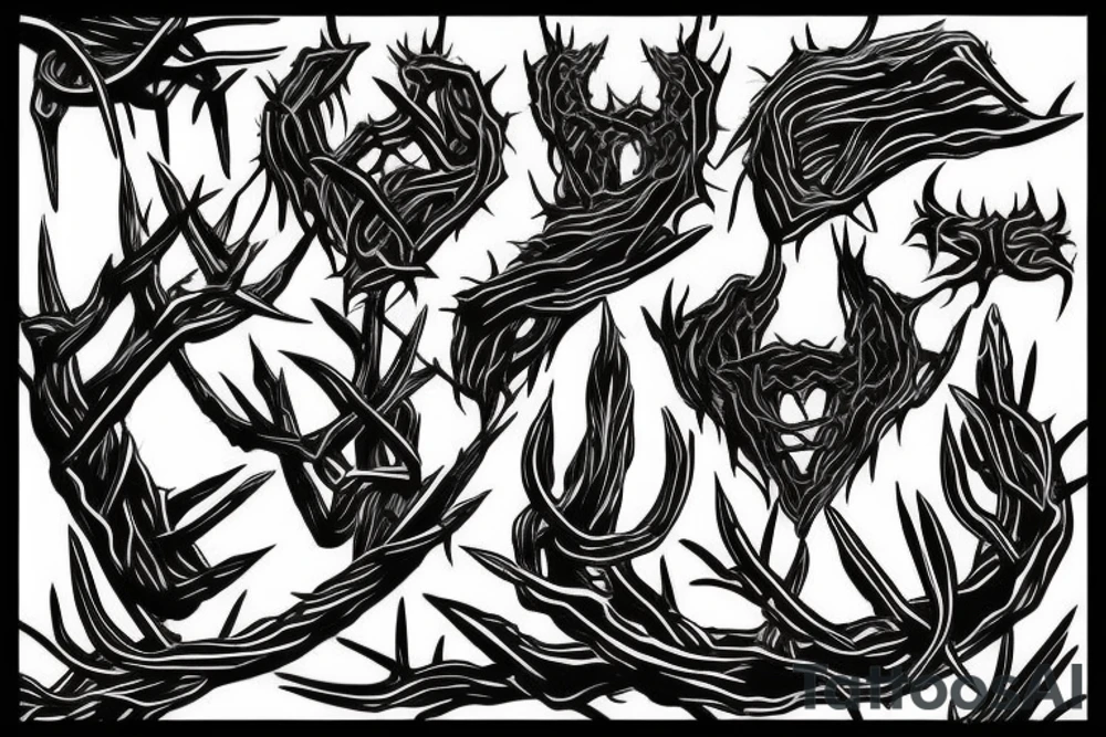 Gothic twisted thorns tattoo idea