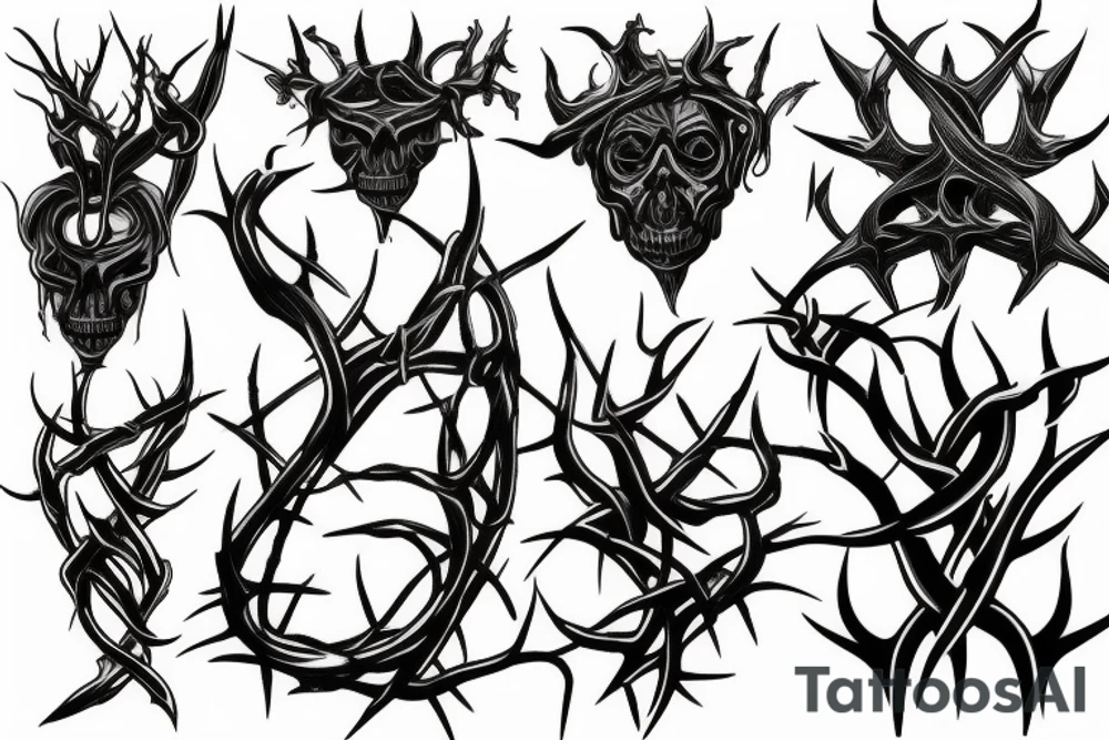 Gothic twisted thorns tattoo idea