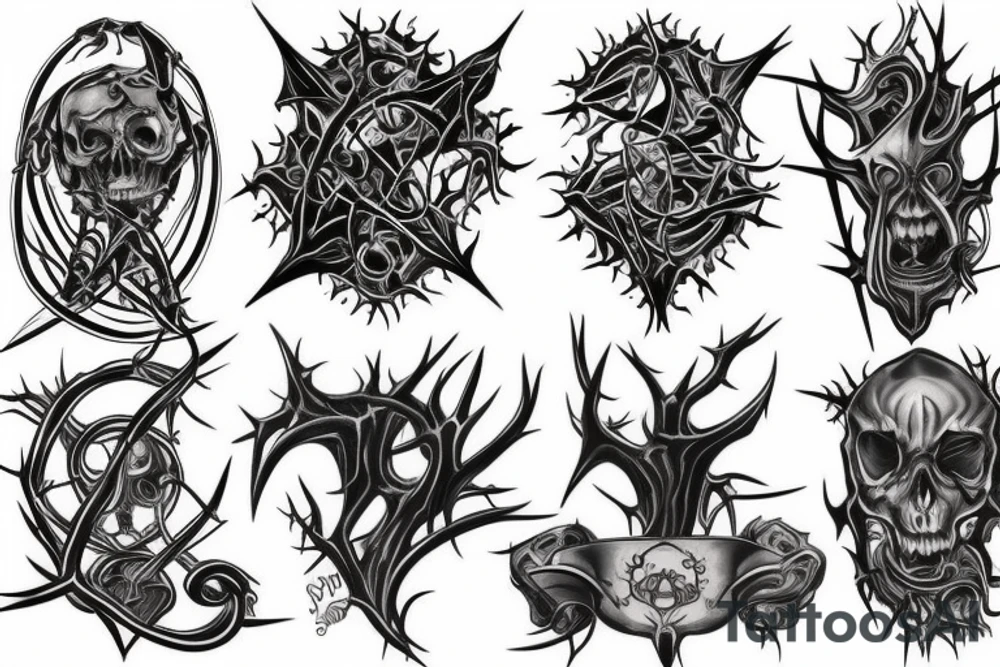 Gothic twisted thorns tattoo idea