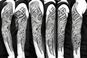 arm half sleeve  with viking odin with raven tattoo idea