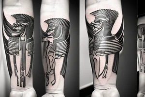 Realistic tattoo of egyptian god Horus on forearm tattoo idea