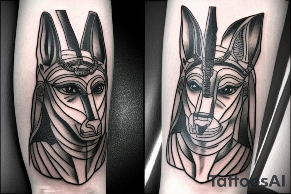egyptian god anubis on forearm tattoo idea