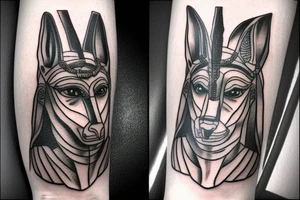 egyptian god anubis on forearm tattoo idea