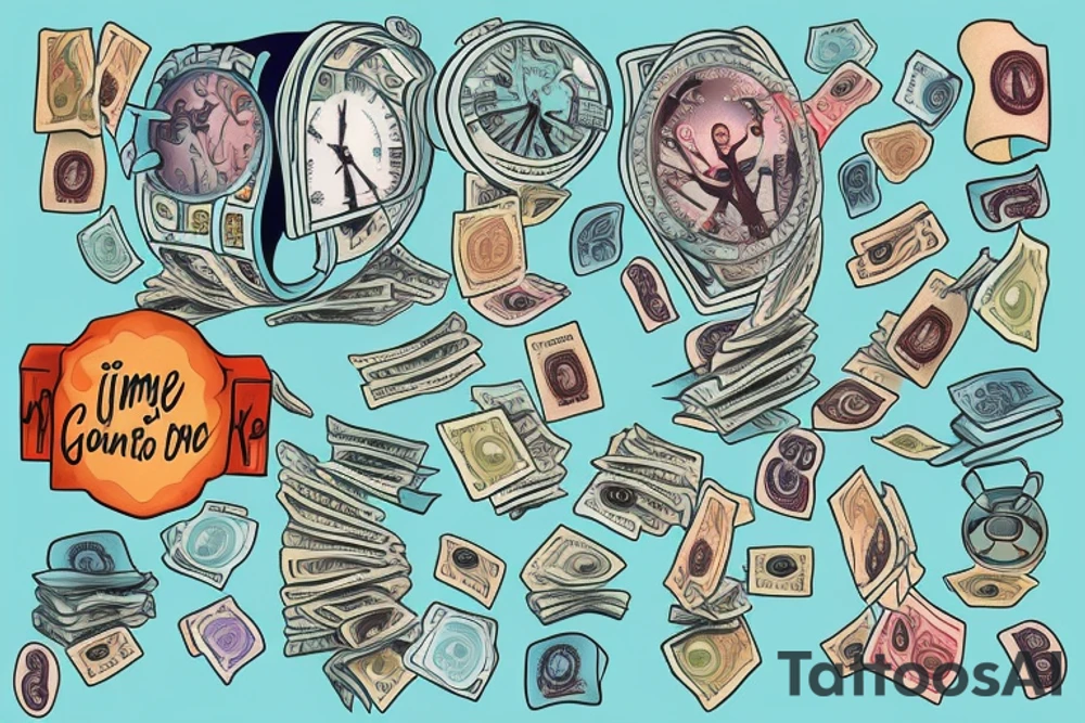 Money goes and comes but time is the only thing that goes so make sure you don’t take it for granted tattoo idea