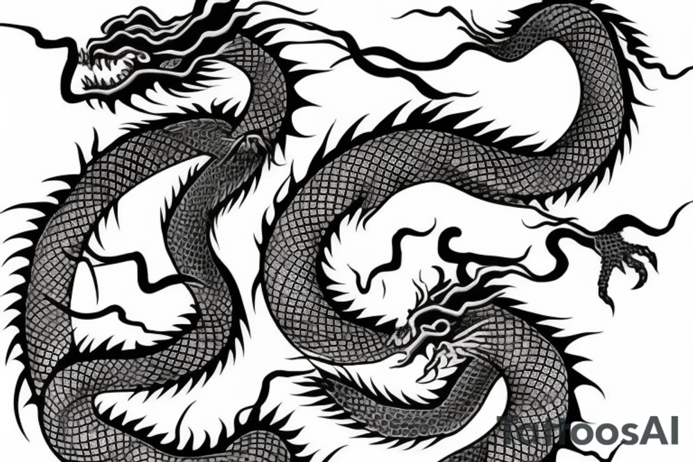Chinese dragon crawling tattoo idea