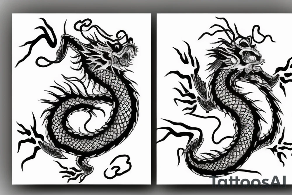 Chinese dragon crawling tattoo idea