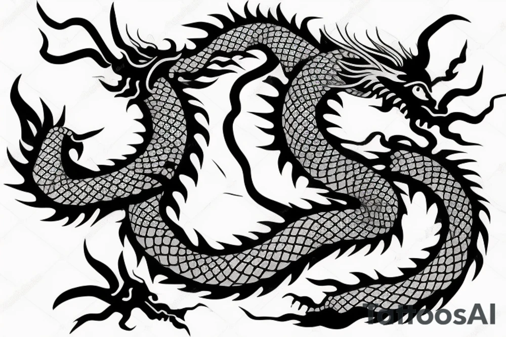 Chinese dragon crawling tattoo idea