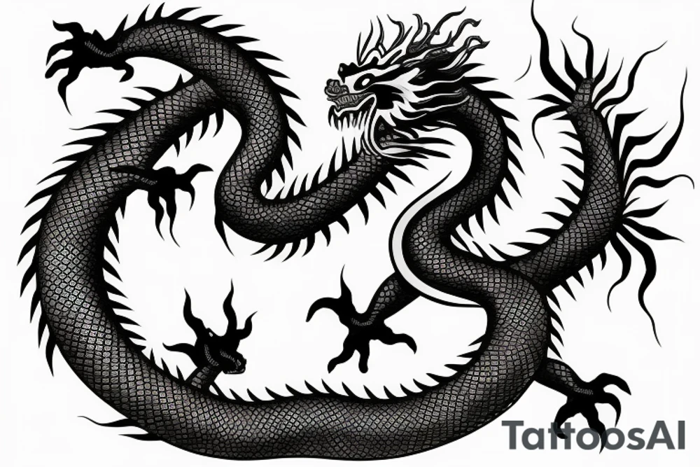 Chinese dragon crawling tattoo idea