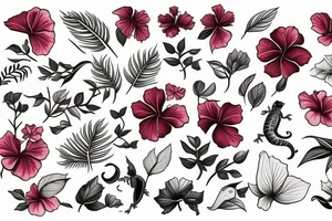 Lizard and hibiscus flower tattoo idea