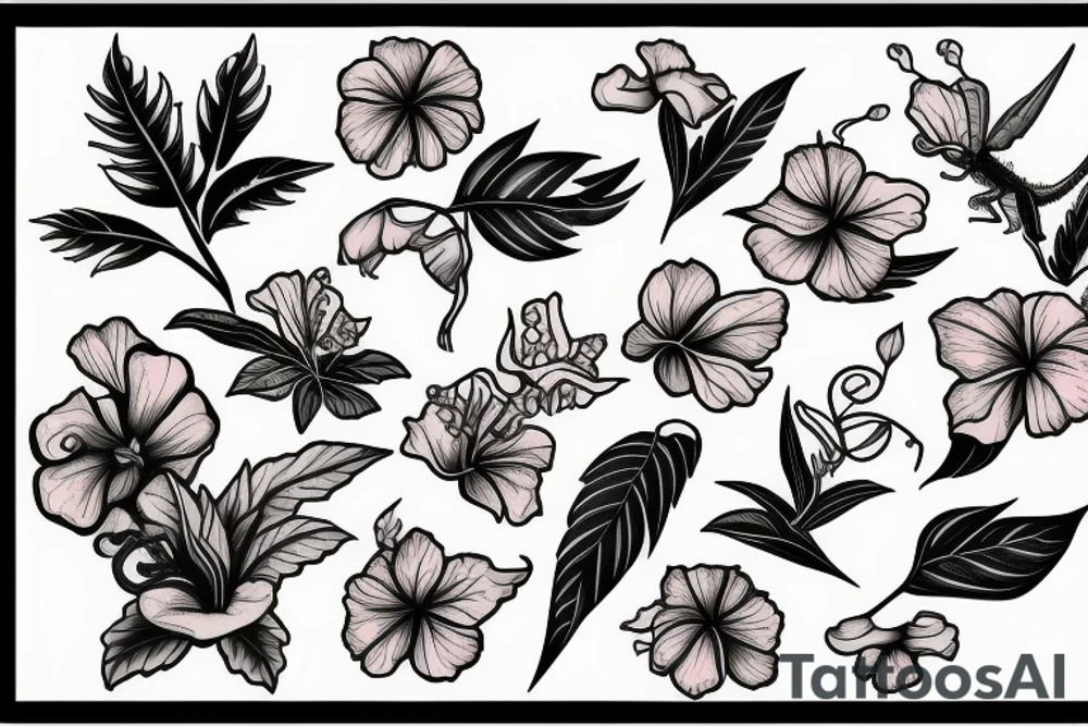 Lizard and hibiscus flower tattoo idea
