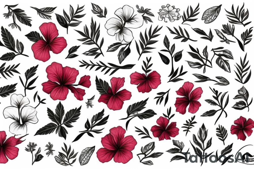 Hibiscus flower and gecko tattoo idea