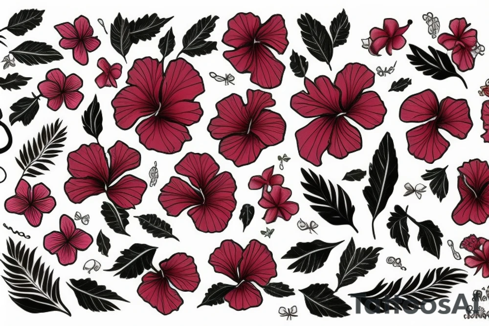 Hibiscus flower with gecko tattoo idea