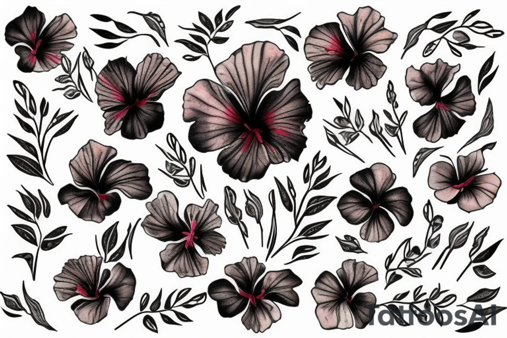 Hibiscus flower with gecko tattoo idea